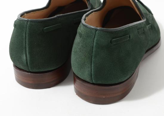 Crockett＆Jones クロケット＆ジョーンズ WENDOVER-25B BOTLE GREEN リボン付き スエードローファー グリーン