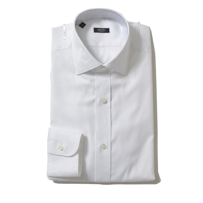 Barba バルバ ドレスシャツ ワイドカラー 前立て オックス ホワイト