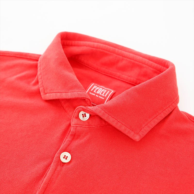 FEDELI【フェデーリ】 鹿の子 ポロシャツ ガーメントダイ コットン