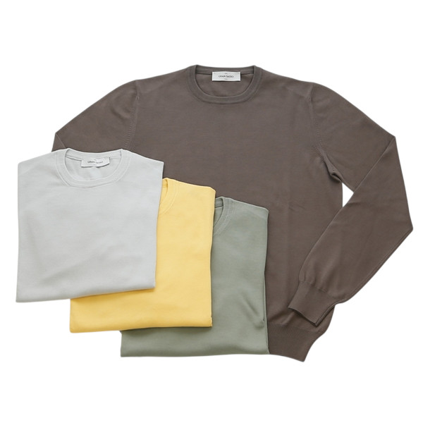 GRAN SASSO グランサッソ 12G ソフトコットン クルーネック ニット 12ゲージ 55167/18190