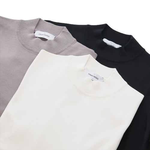 【極美品】GRAN SASSO 12ゲージソフトコットンモックネックニット GRAN SASSO（グランサッソ）12ゲージソフトコットンモックネック