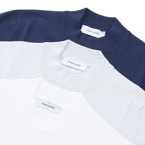GRAN SASSO コットン 12G モックネックニット ホワイト 46 グランサッソ / GRANSASSO / モックネック ニット / 長袖 / 12G