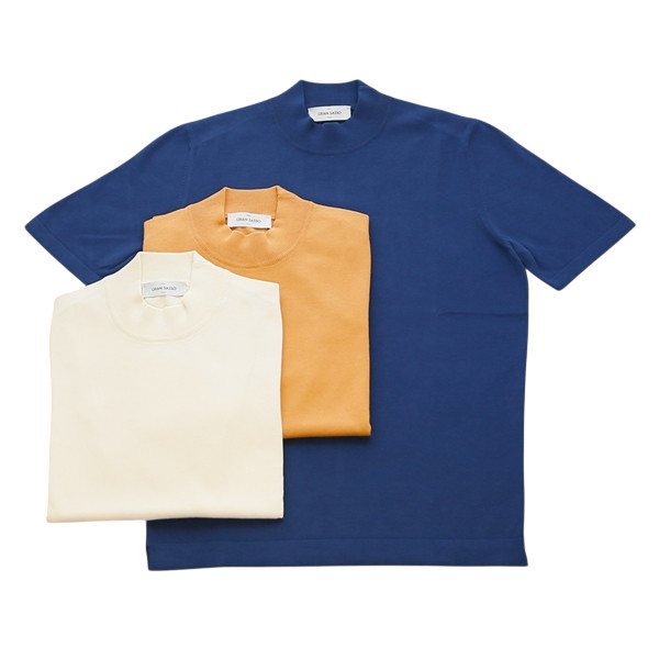 GRAN SASSO グランサッソ [春夏] 12G ソフトコットン モックネック ニット 半袖 12ゲージ 58109/18120