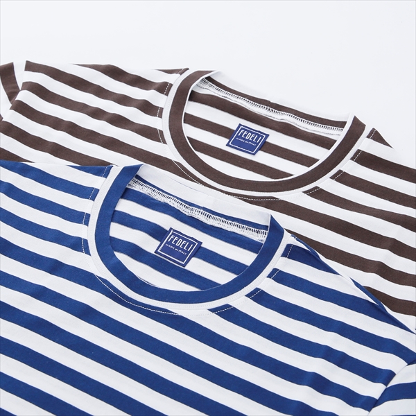 FEDELI フェデーリ ボーダーTシャツ クルーネック スーピマ