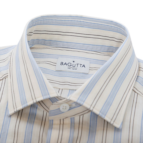 BAGUTTA バグッタ カッタウェイ ホリゾンタル ストライプ シャツ S イタリアカジュアルシャツ界を牽引するBAGUTTAの開襟ストライプ