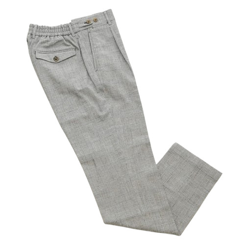 BERWICH ベルウィッチ [春夏] コットンストレッチパンツ グレンチェック 1プリーツ シャーリング BERTO ベルト TS1635X