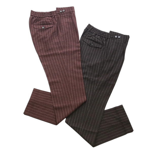 BERWICH ベルウィッチ [秋冬] ウールパンツ チョークストライプ 1プリーツ ジャーリング BERTO ベルト ZG1021
