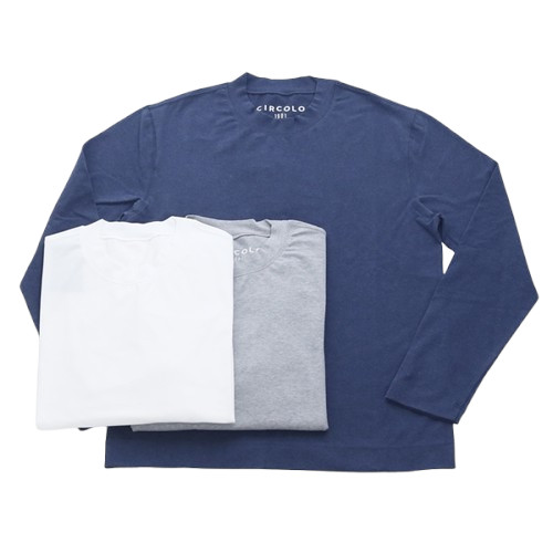 CIRCOLO 1901 チルコロ 1901 [秋冬] カシミヤタッチ ストレッチコットン クルーネックカットソー ロングスリーブ ガーメントダイ CN4953