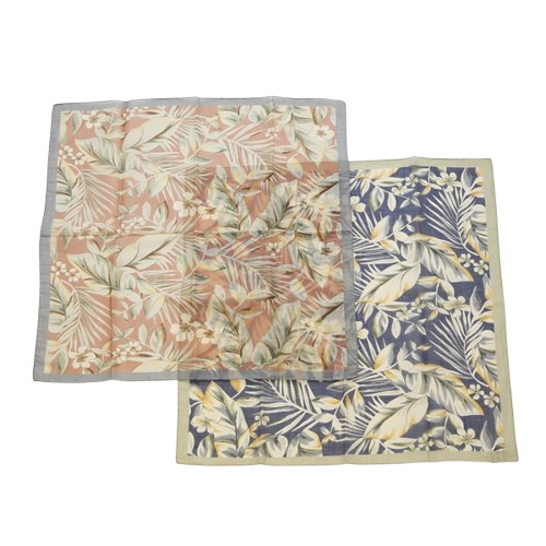 VINCENZO MIOZZA ヴィンセンツォ・ミオッツァ コットンリネン スカーフ ネッカチーフ ボタニカル柄 65cm×65cm JF057400