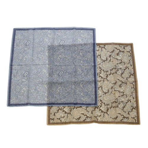 VINCENZO MIOZZA ヴィンセンツォ・ミオッツァ コットンリネン スカーフ ネッカチーフ ペイズリー柄 65cm×65cm JF057400