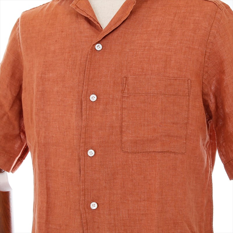 美品 BAGUTTA リネンシャツ オープンカラー ポケット 麻100% 美品 BAGUTTA リネンシャツ オープンカラー ポケット 麻100