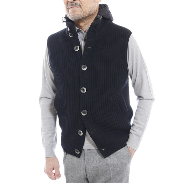 HERNO ヘルノ Resort [秋冬] フーデッド ローゲージ ニット ベスト MC009UR