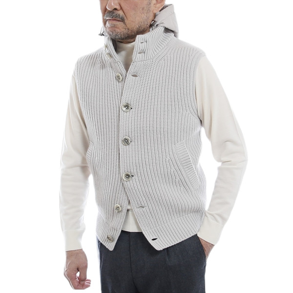 HERNO ヘルノ Resort [秋冬] フーデッド ローゲージ ニット ベスト MC009UR